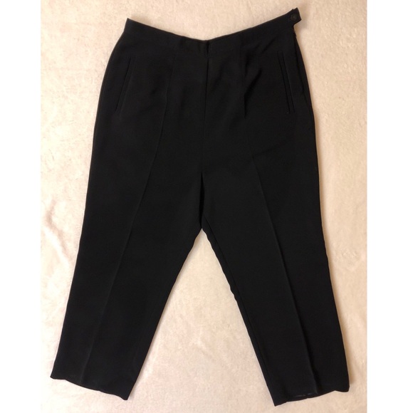 Jet black pants w/faux pockets on front&side ziper - Picture 1 of 6